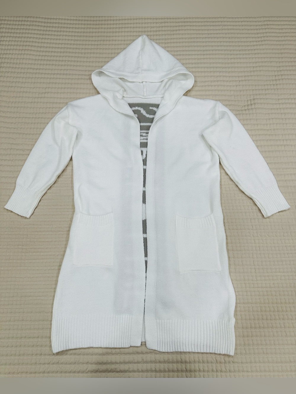 Women’s Hooded Knit Cardigan Open Front with Pockets Size M